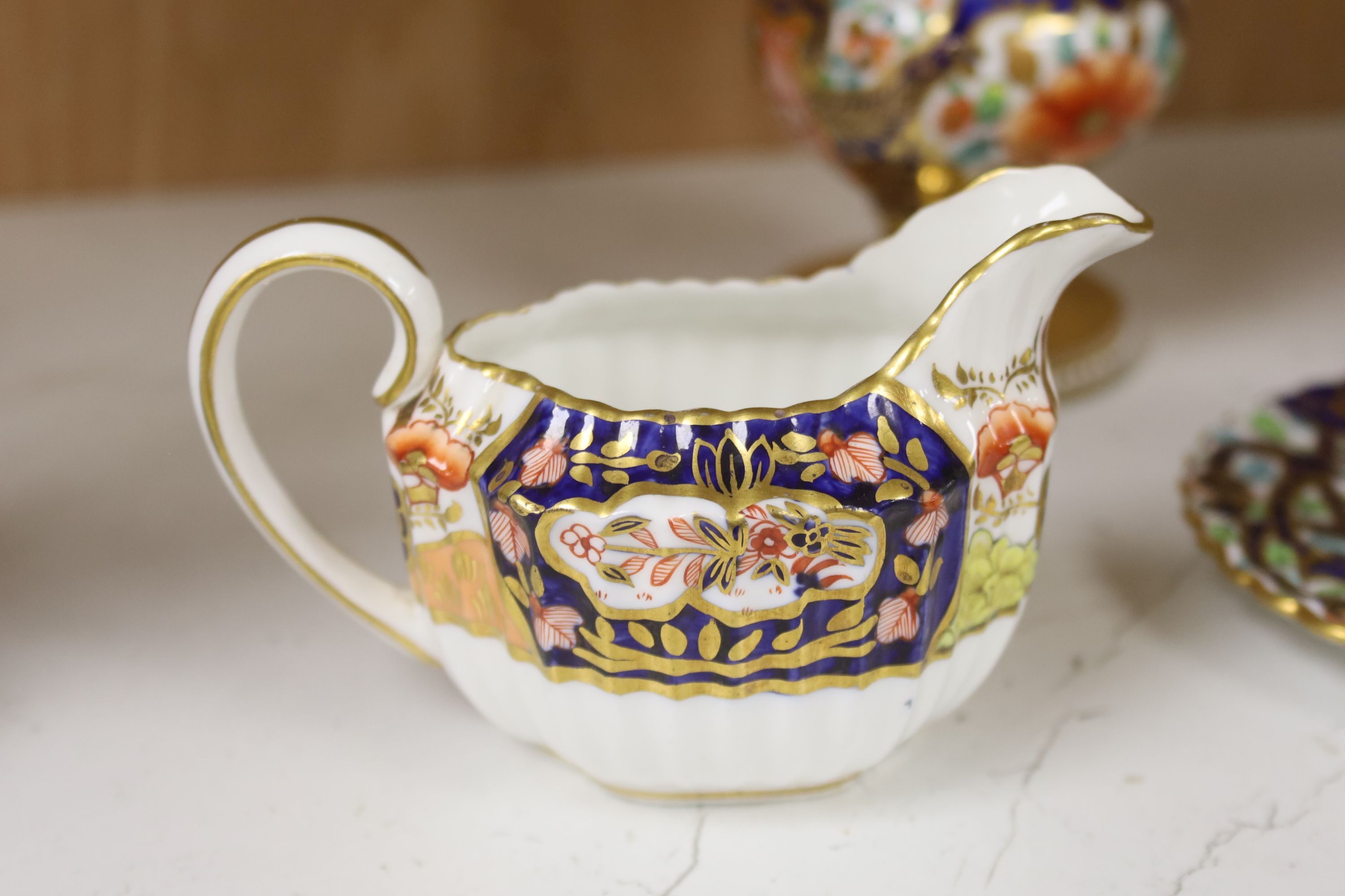 A Spode vase with beaded rim and foot rim painted with an imari pattern c.1820,